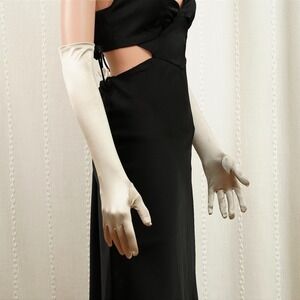 Champagne Gold Opera Length Gloves Over Elbow Stretch Formal